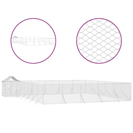 vidaXL Outdoor-Hundezwinger mit Dach Silbern 12x12x2,5m Stahl Verzinkt