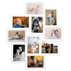 vidaXL Collage Bilderrahmen für 10x(10x15 cm) Fotos Weiß MDF