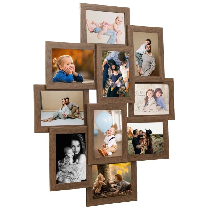 vidaXL Collage Bilderrahmen für 10x(13x18 cm) Fotos Hellbraun MDF vidaXL Collage Bilderrahmen für 10x(13x18 cm) Fotos Hellbraun MDF