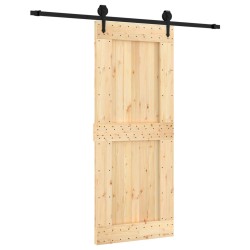 vidaXL Schiebetür mit Beschlag 85x210 cm Massivholz Kiefer