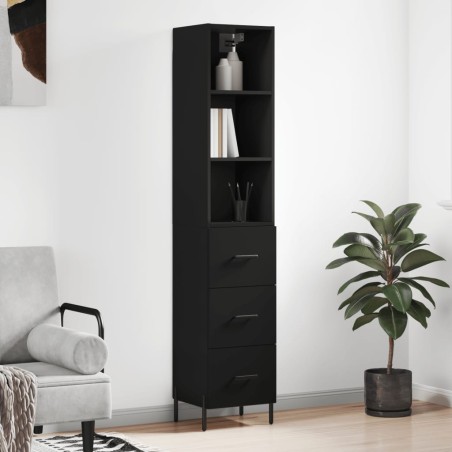 vidaXL Highboard Schwarz 34,5x34x180 cm Holzwerkstoff
