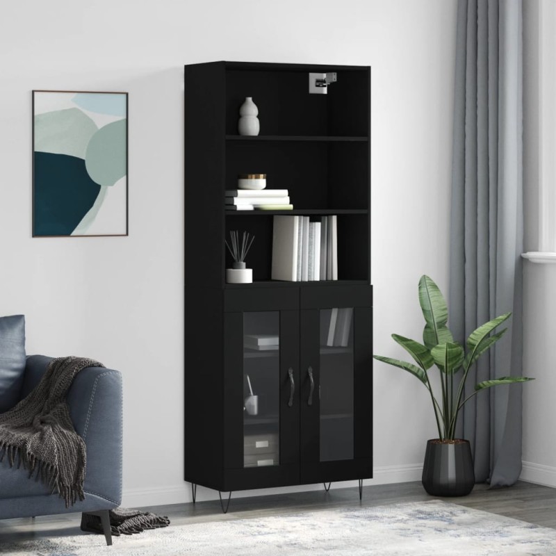 vidaXL Highboard Schwarz 69,5x34x180 cm Holzwerkstoff vidaXL Highboard Schwarz 69,5x34x180 cm Holzwerkstoff