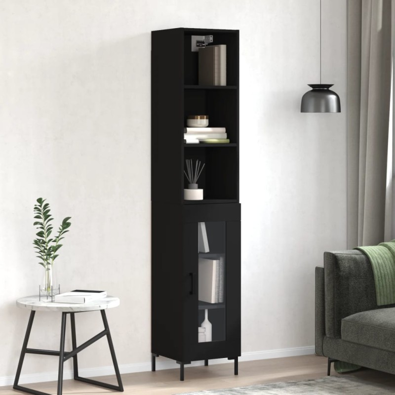 vidaXL Highboard Schwarz 34,5x34x180 cm Holzwerkstoff vidaXL Highboard Schwarz 34,5x34x180 cm Holzwerkstoff
