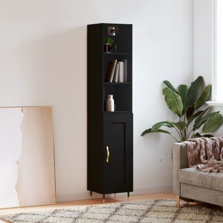 vidaXL Highboard Schwarz 34,5x34x180 cm Holzwerkstoff
