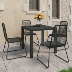 vidaXL 5-tlg. Garten-Essgruppe PVC Rattan Schwarz