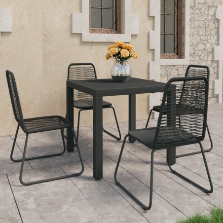 vidaXL 5-tlg. Garten-Essgruppe PVC Rattan Schwarz