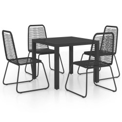 vidaXL 5-tlg. Garten-Essgruppe PVC Rattan Schwarz