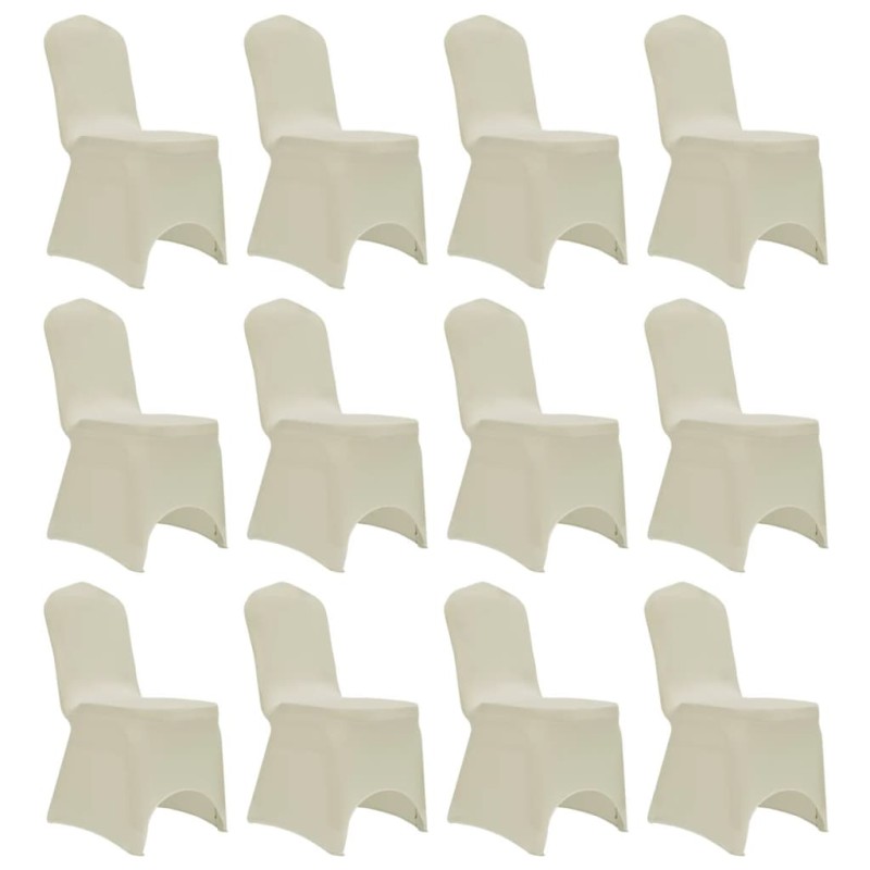 vidaXL Stretch-Stuhlhussen 12 Stk. Creme vidaXL Stretch-Stuhlhussen 12 Stk. Creme