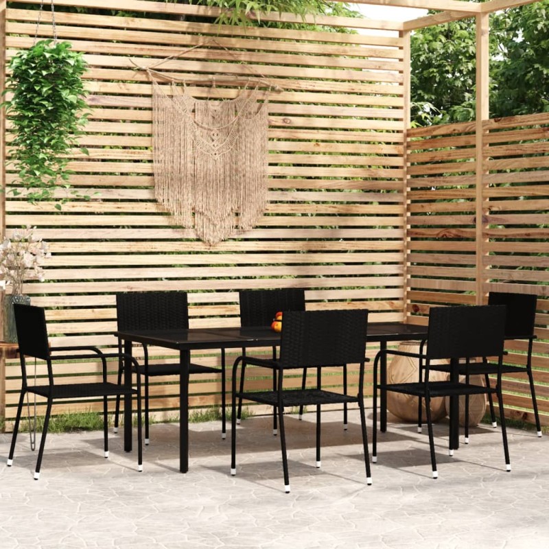 vidaXL 7-tlg. Garten-Essgruppe Schwarz vidaXL 7-tlg. Garten-Essgruppe Schwarz