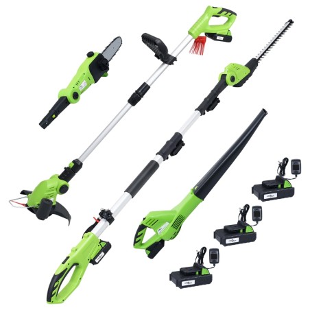vidaXL 4-tlg. Akku-Gartengerät-Set mit Ladegeräte & Akkus