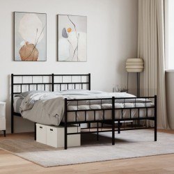 vidaXL Bettgestell mit Kopf- und Fußteil Metall Schwarz 120x190 cm