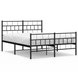 vidaXL Bettgestell mit Kopf- und Fußteil Metall Schwarz 120x190 cm