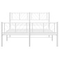 vidaXL Bettgestell mit Kopf- und Fußteil Metall Weiß 135x190 cm