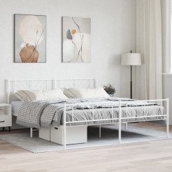 vidaXL Bettgestell mit Kopf- und Fußteil Metall Weiß 183x213 cm