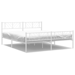 vidaXL Bettgestell mit Kopf- und Fußteil Metall Weiß 183x213 cm