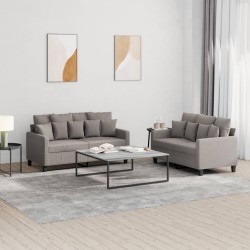 vidaXL 2-tlg. Sofagarnitur mit Kissen Taupe Stoff