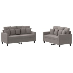 vidaXL 2-tlg. Sofagarnitur mit Kissen Taupe Stoff