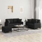 vidaXL 3-tlg. Sofagarnitur mit Kissen Schwarz Kunstleder vidaXL 3-tlg. Sofagarnitur mit Kissen Schwarz Kunstleder