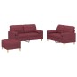 vidaXL 3-tlg. Sofagarnitur mit Kissen Weinrot Stoff vidaXL 3-tlg. Sofagarnitur mit Kissen Weinrot Stoff