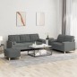 vidaXL 3-tlg. Sofagarnitur mit Kissen Dunkelgrau Stoff vidaXL 3-tlg. Sofagarnitur mit Kissen Dunkelgrau Stoff
