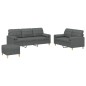 vidaXL 3-tlg. Sofagarnitur mit Kissen Dunkelgrau Stoff vidaXL 3-tlg. Sofagarnitur mit Kissen Dunkelgrau Stoff
