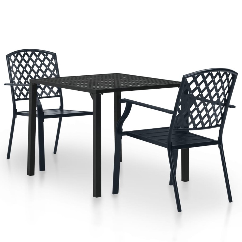 vidaXL 3-tlg. Bistro-Set Stahl Schwarz vidaXL 3-tlg. Bistro-Set Stahl Schwarz