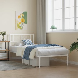 vidaXL Bettgestell mit Kopfteil Metall Weiß 107x203 cm