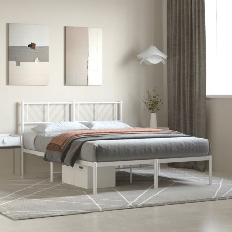 vidaXL Bettgestell mit Kopfteil Metall Weiß 120x200 cm