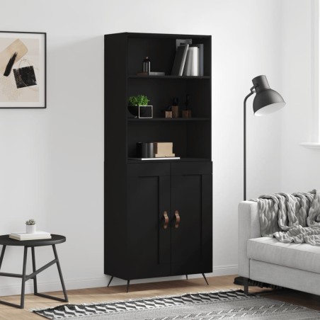 vidaXL Highboard Schwarz 69,5x34x180 cm Holzwerkstoff