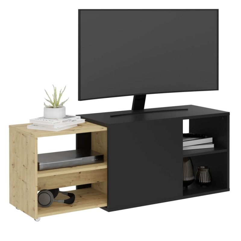 FMD TV-Schrank mit 2 Fächern 133,5x39,9x49,2 cm Schwarz Artisan-Eiche FMD TV-Schrank mit 2 Fächern 133,5x39,9x49,2 cm Schwarz Artisan-Eiche