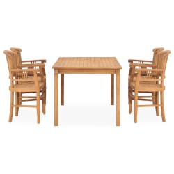 vidaXL 5-tlg. Garten-Essgruppe Massivholz Teak 