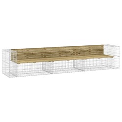 vidaXL Gartenbank aus Gabionen 347x71x65,5 cm Kiefernholz Imprägniert