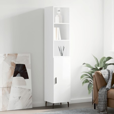 vidaXL Highboard Hochglanz-Weiß 34,5x34x180 cm Holzwerkstoff