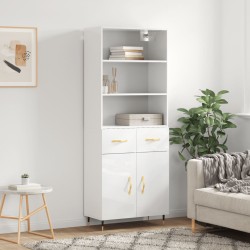 vidaXL Highboard Hochglanz-Weiß 69,5x34x180 cm Holzwerkstoff