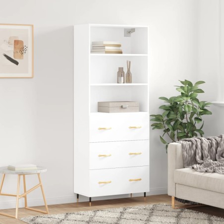vidaXL Highboard Hochglanz-Weiß 69,5x34x180 cm Holzwerkstoff
