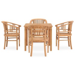vidaXL 5-tlg. Garten-Essgruppe Massivholz Teak 
