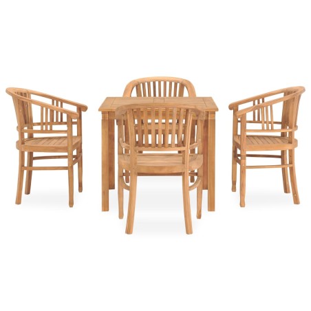 vidaXL 5-tlg. Garten-Essgruppe Massivholz Teak 