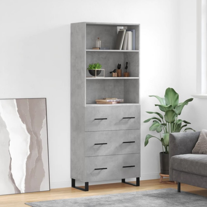 vidaXL Highboard Betongrau 69,5x34x180 cm Holzwerkstoff vidaXL Highboard Betongrau 69,5x34x180 cm Holzwerkstoff