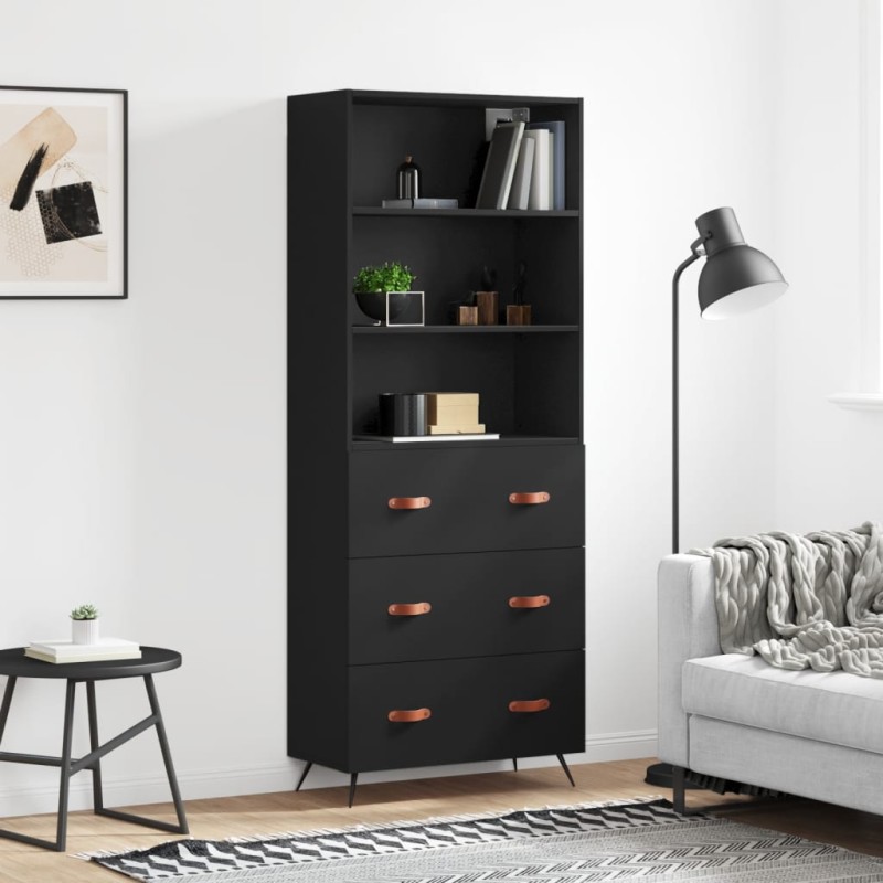 vidaXL Highboard Schwarz 69,5x34x180 cm Holzwerkstoff vidaXL Highboard Schwarz 69,5x34x180 cm Holzwerkstoff