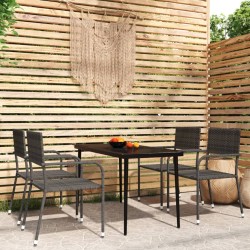 vidaXL 5-tlg. Garten-Essgruppe Grau
