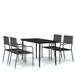 vidaXL 5-tlg. Garten-Essgruppe Grau
