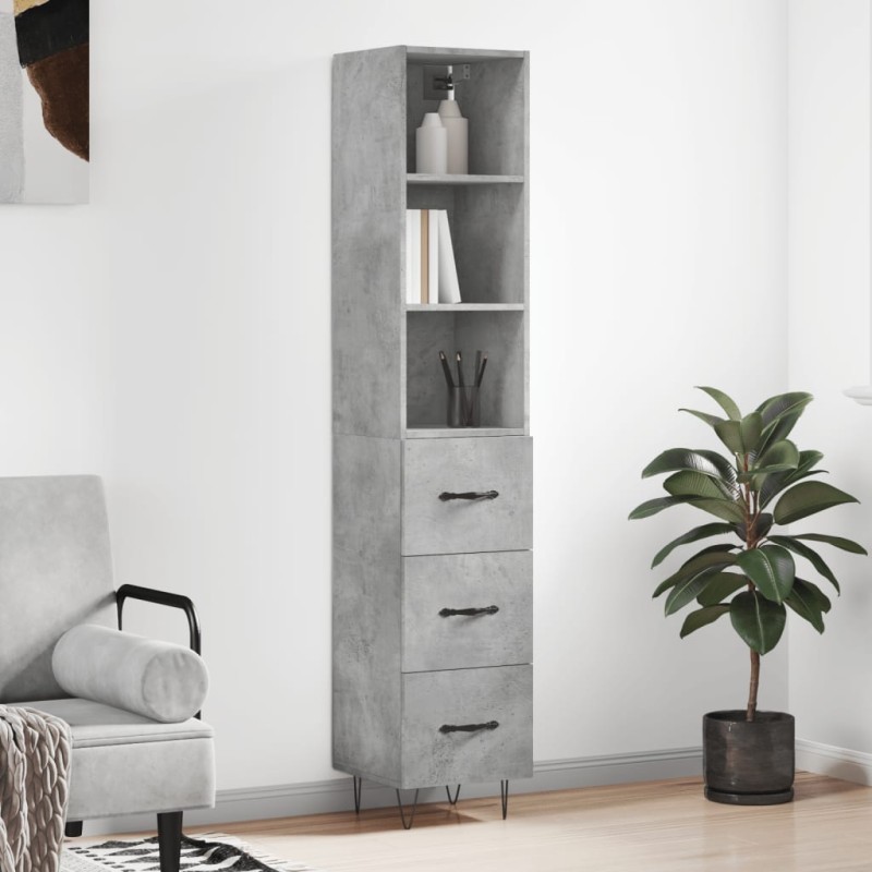 vidaXL Highboard Betongrau 34,5x34x180 cm Holzwerkstoff vidaXL Highboard Betongrau 34,5x34x180 cm Holzwerkstoff
