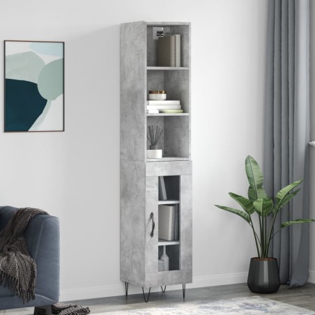vidaXL Highboard Betongrau 34,5x34x180 cm Holzwerkstoff
