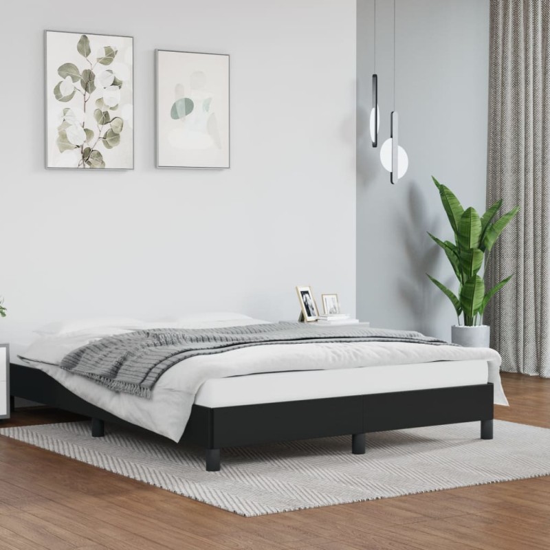 Bettgestell Schwarz 140x190 cm Kunstleder Bettgestell Schwarz 140x190 cm Kunstleder