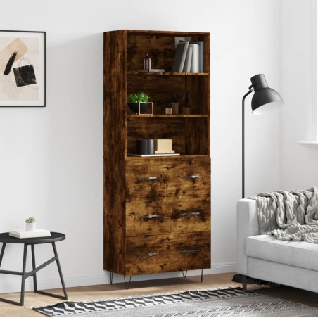 vidaXL Highboard Räuchereiche 69,5x34x180 cm Holzwerkstoff