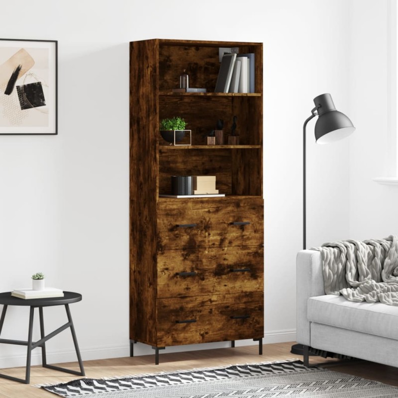 vidaXL Highboard Räuchereiche 69,5x34x180 cm Holzwerkstoff vidaXL Highboard Räuchereiche 69,5x34x180 cm Holzwerkstoff