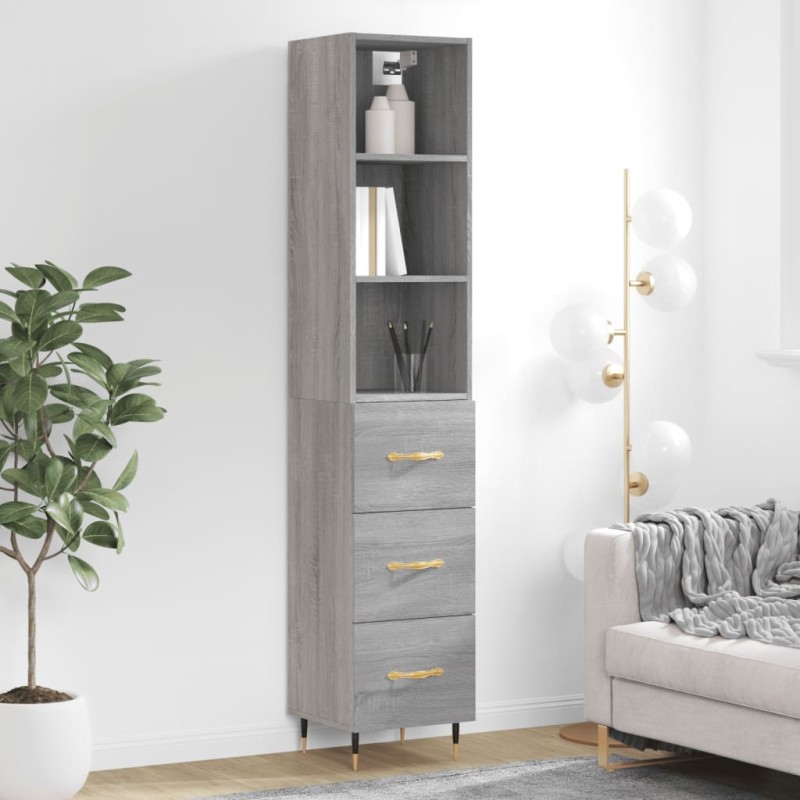 vidaXL Highboard Grau Sonoma 34,5x34x180 cm Holzwerkstoff vidaXL Highboard Grau Sonoma 34,5x34x180 cm Holzwerkstoff