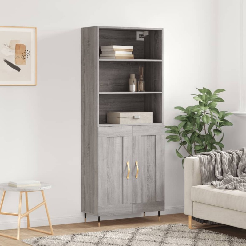 vidaXL Highboard Grau Sonoma 69,5x34x180 cm Holzwerkstoff vidaXL Highboard Grau Sonoma 69,5x34x180 cm Holzwerkstoff