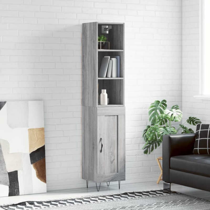 vidaXL Highboard Grau Sonoma 34,5x34x180 cm Holzwerkstoff vidaXL Highboard Grau Sonoma 34,5x34x180 cm Holzwerkstoff