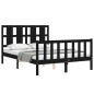 Massivholzbett mit Kopfteil Schwarz 140x190 cm Massivholzbett mit Kopfteil Schwarz 140x190 cm